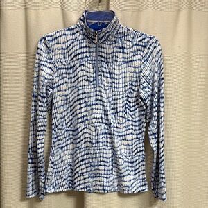 Tail quarter Zip Sz S blue/white reptile print golf Pickleball tennis sports EUC
